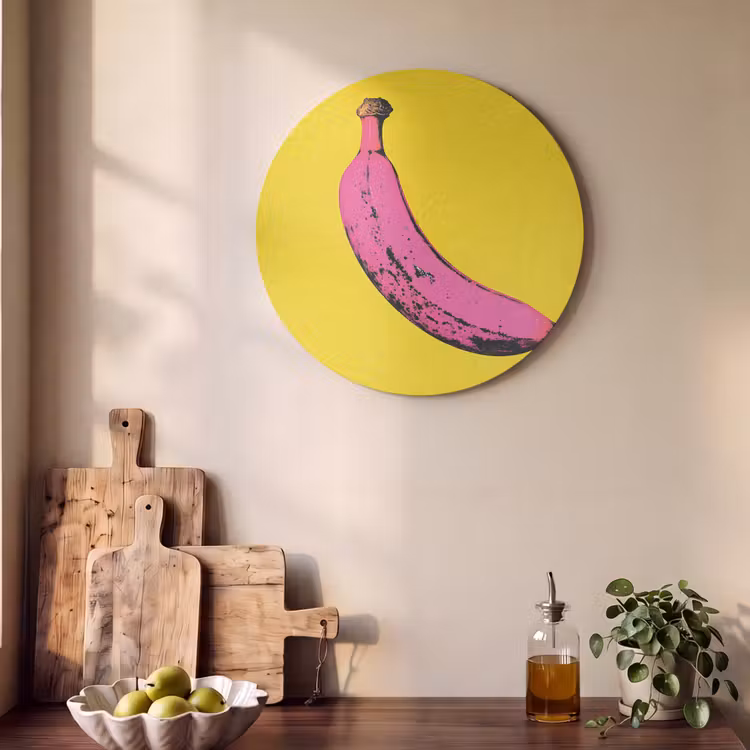 Akoestisch schilderij rond - Banaan - Grafisch - Geel — 4