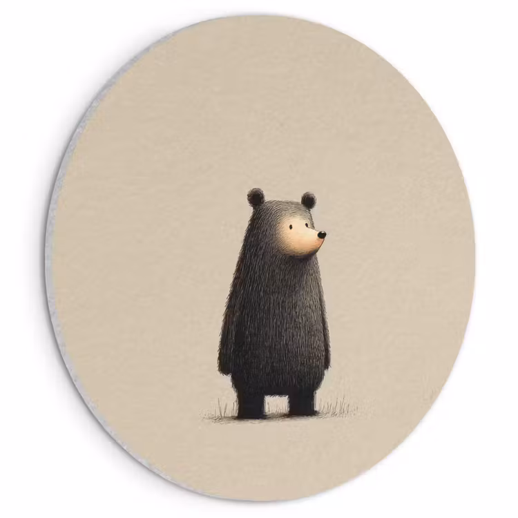 Akoestisch schilderij rond - Beer - Donkerbruin - Minimalistisch — 1