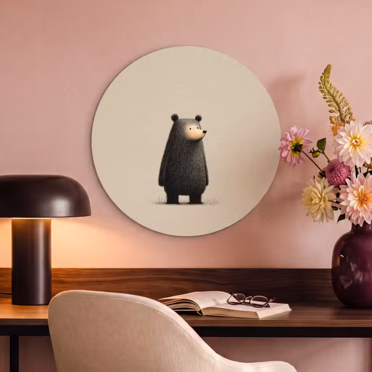 Akoestisch schilderij rond - Beer - Donkerbruin - Minimalistisch — 2