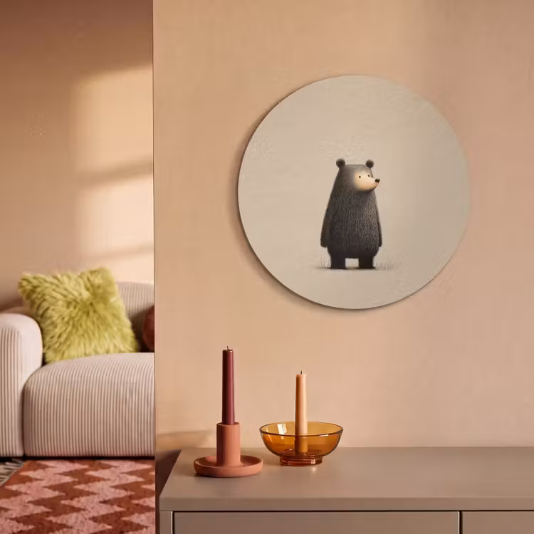 Akoestisch schilderij rond - Beer - Donkerbruin - Minimalistisch — 3