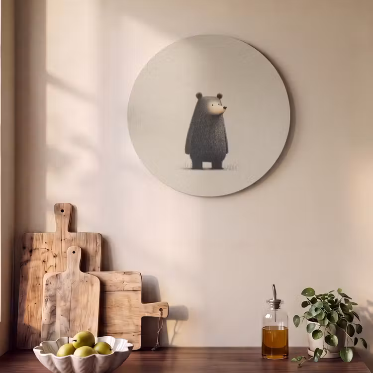 Akoestisch schilderij rond - Beer - Donkerbruin - Minimalistisch — 4