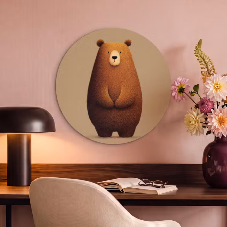 Akoestisch schilderij rond - Beer - Minimalistisch - Bruin — 2