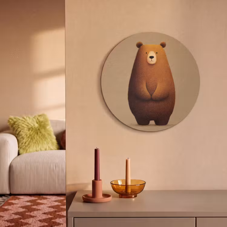 Akoestisch schilderij rond - Beer - Minimalistisch - Bruin — 3