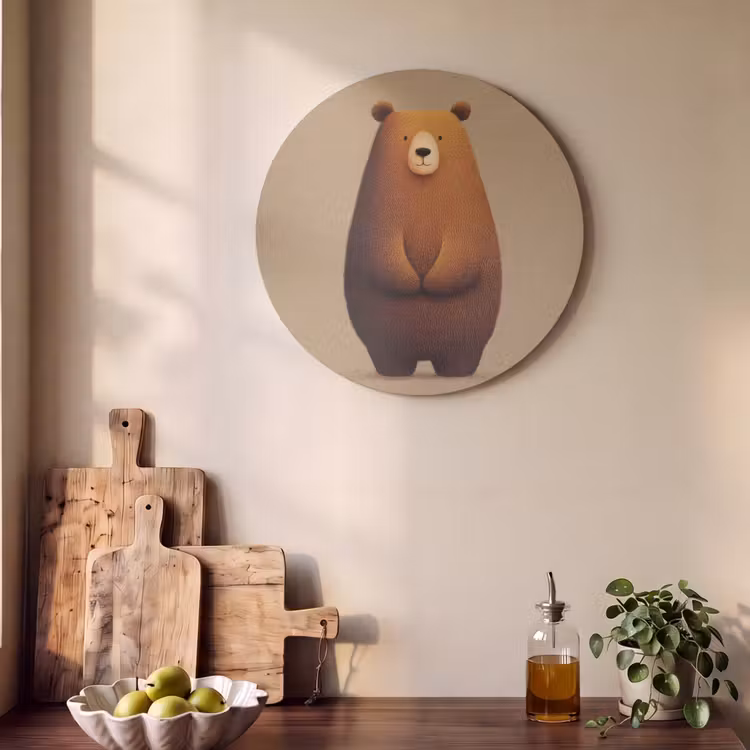 Akoestisch schilderij rond - Beer - Minimalistisch - Bruin — 4