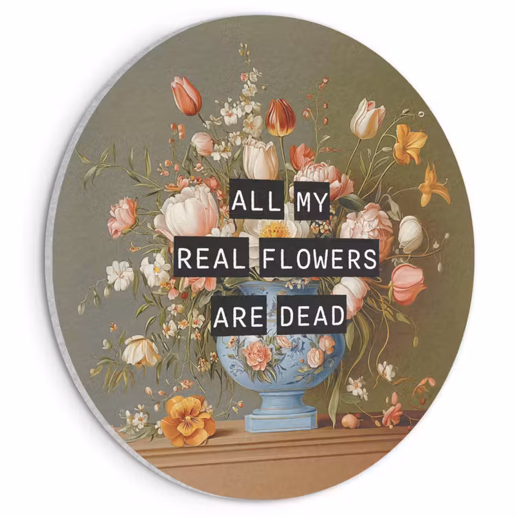 Akoestisch schilderij rond - Bloem - Quote - Vintage - Art — 1