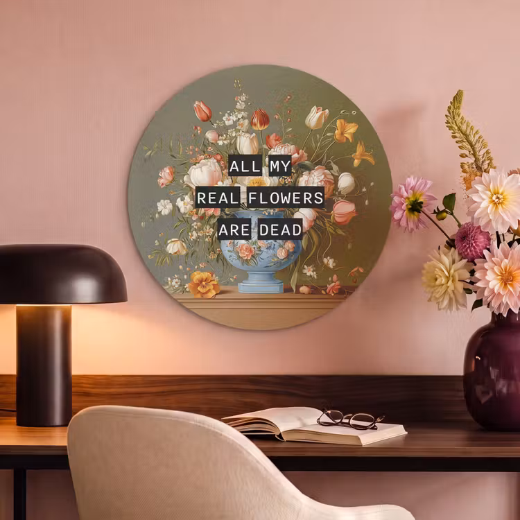 Akoestisch schilderij rond - Bloem - Quote - Vintage - Art — 2