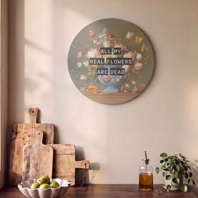 Akoestisch schilderij rond - Bloem - Quote - Vintage - Art — 4