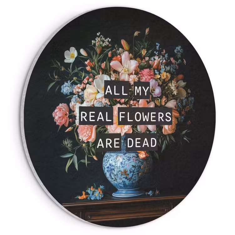 Akoestisch schilderij rond - Bloemen - Art - Pastel - Quotes — 1