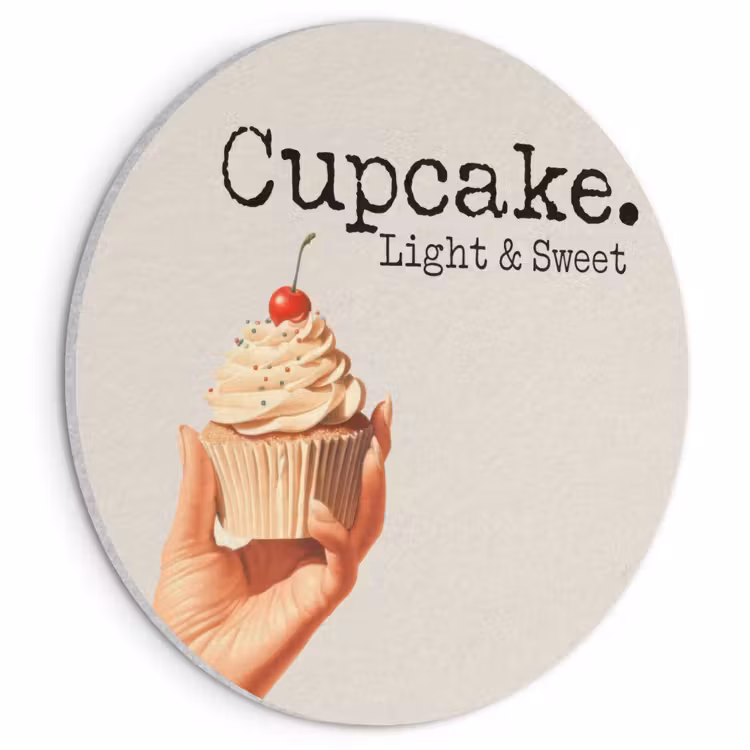 Akoestisch schilderij rond - Cupcake - Zoet - Kers — 1