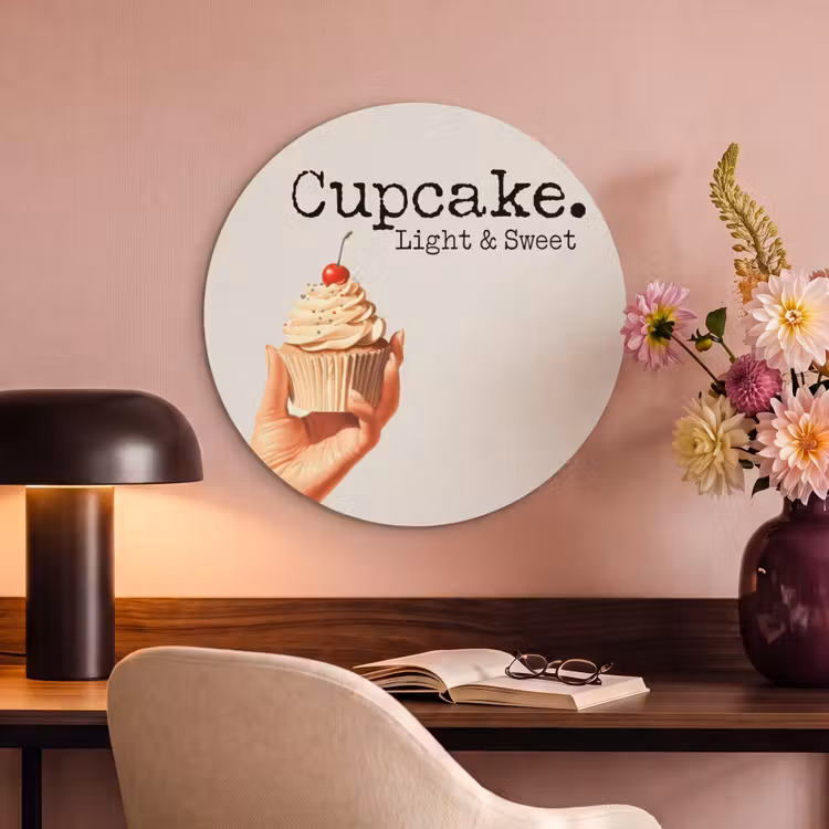 Akoestisch schilderij rond - Cupcake - Zoet - Kers — 2