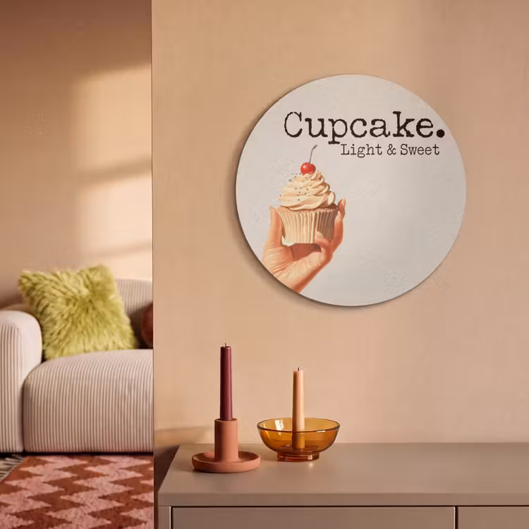 Akoestisch schilderij rond - Cupcake - Zoet - Kers — 3