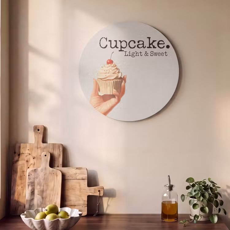 Akoestisch schilderij rond - Cupcake - Zoet - Kers — 4