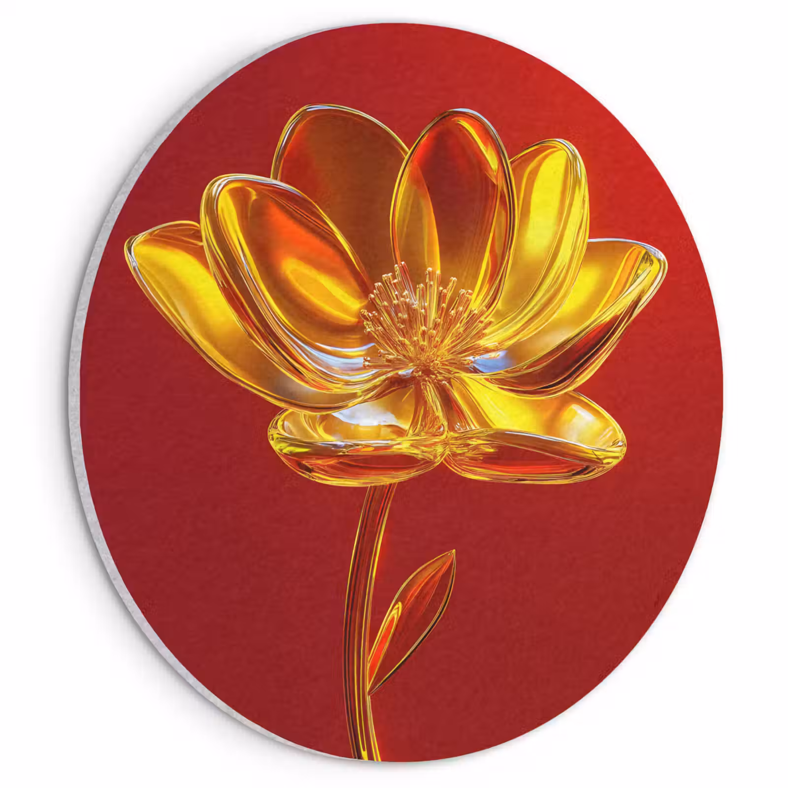 Akoestisch schilderij rond - Bloem - Goud - Glazen — 1