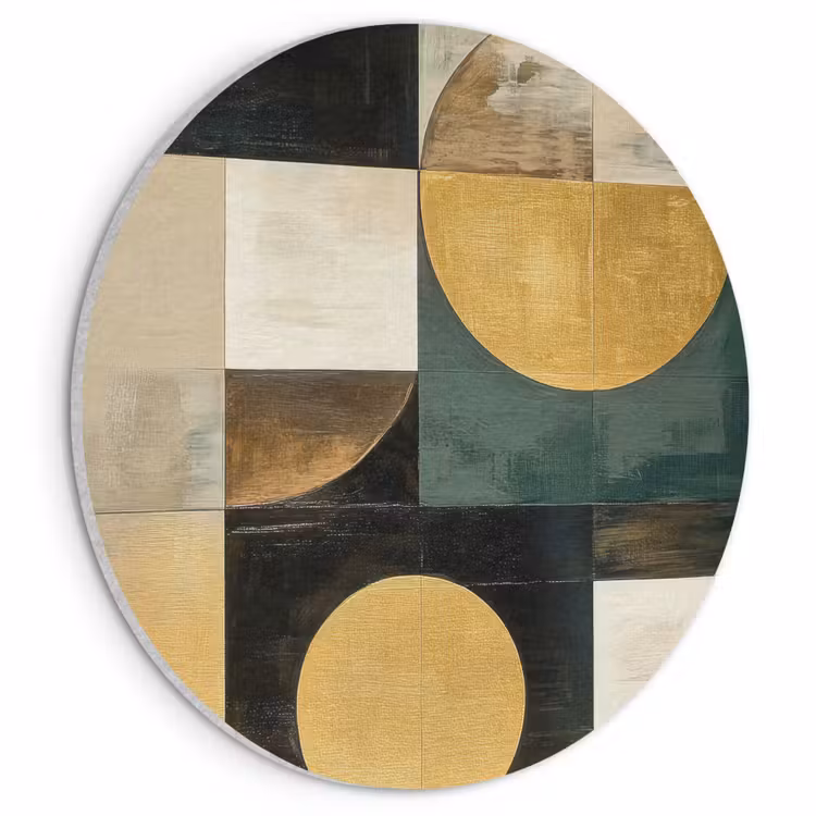 Akoestisch schilderij rond - Abstract - Goud - Brons - Vormen - Geometrisch — 1