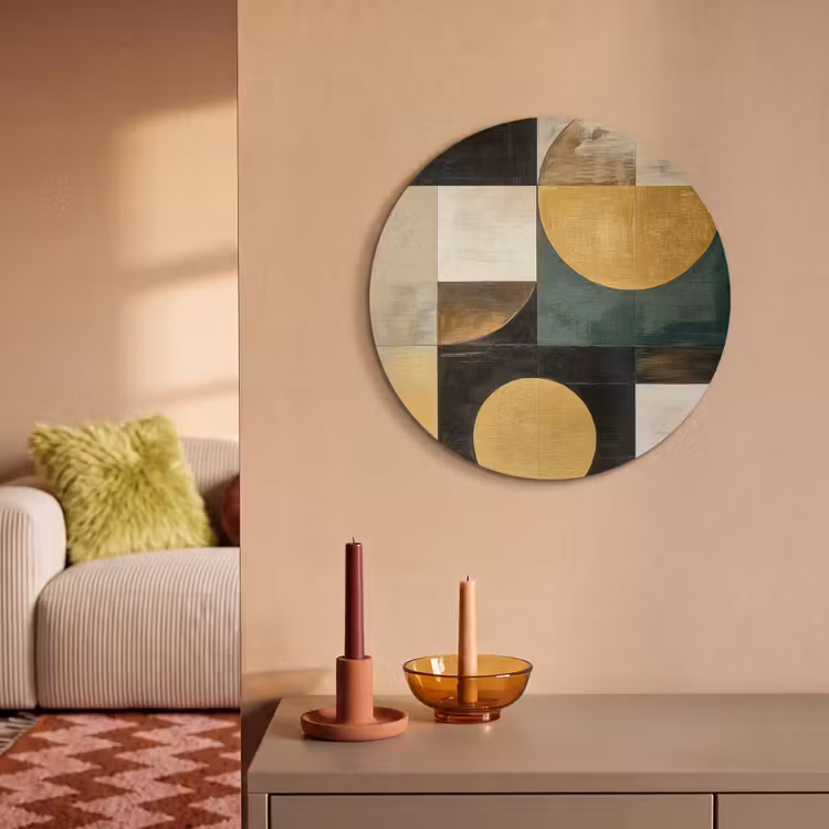 Akoestisch schilderij rond - Abstract - Goud - Brons - Vormen - Geometrisch — 3