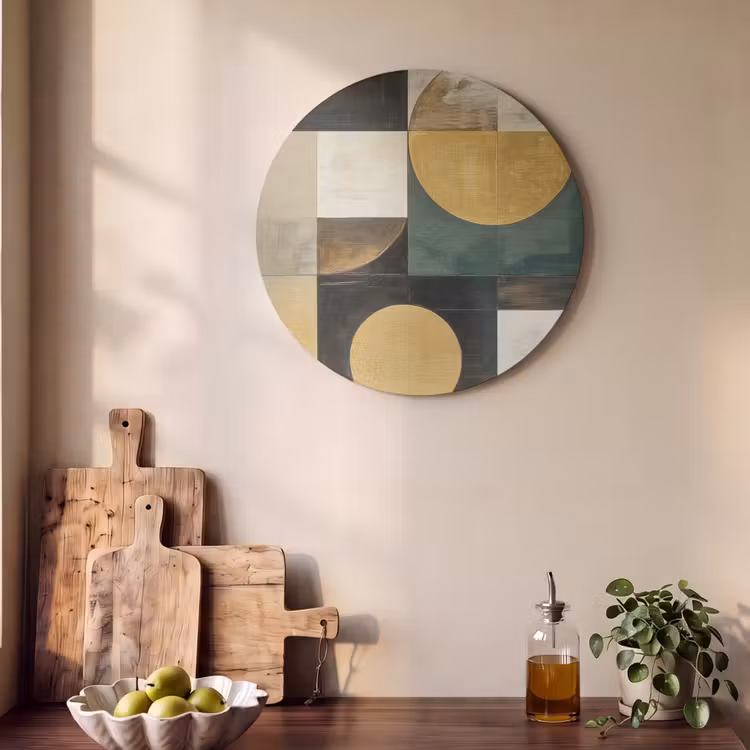 Akoestisch schilderij rond - Abstract - Goud - Brons - Vormen - Geometrisch — 4