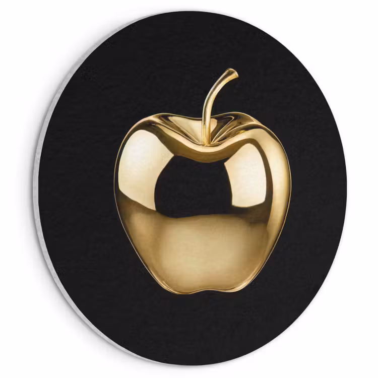 Akoestisch schilderij rond - Appel - Goud - Chrome - Zwart — 1