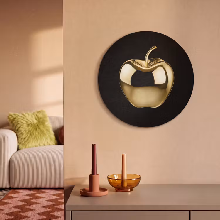 Akoestisch schilderij rond - Appel - Goud - Chrome - Zwart — 3