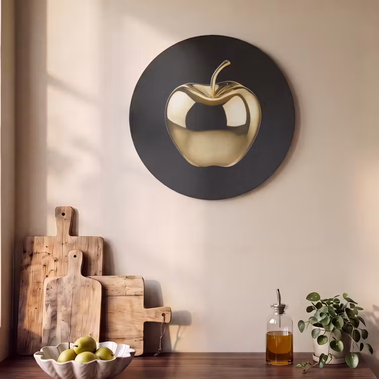 Akoestisch schilderij rond - Appel - Goud - Chrome - Zwart — 4