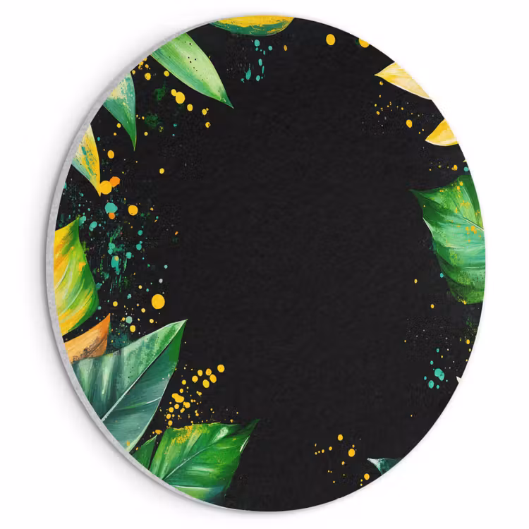 Akoestisch schilderij rond - Bladeren - Groen - Geel - Verf - Jungle — 1