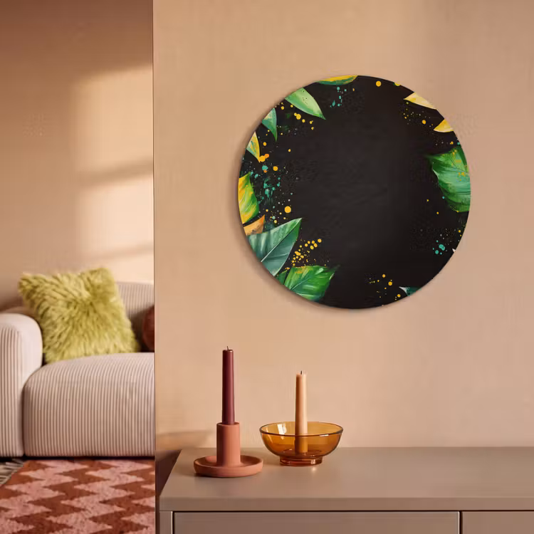 Akoestisch schilderij rond - Bladeren - Groen - Geel - Verf - Jungle — 3