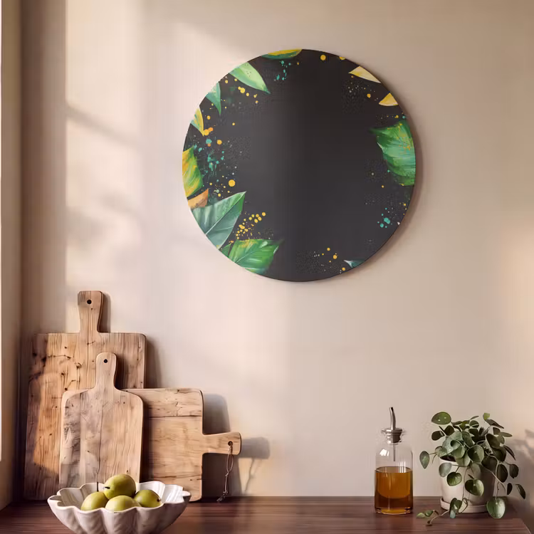 Akoestisch schilderij rond - Bladeren - Groen - Geel - Verf - Jungle — 4