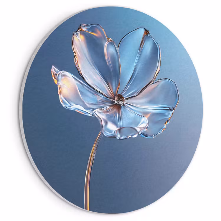 Akoestisch schilderij rond - Blauw - Bloem - Glazen - Sierlijk — 1