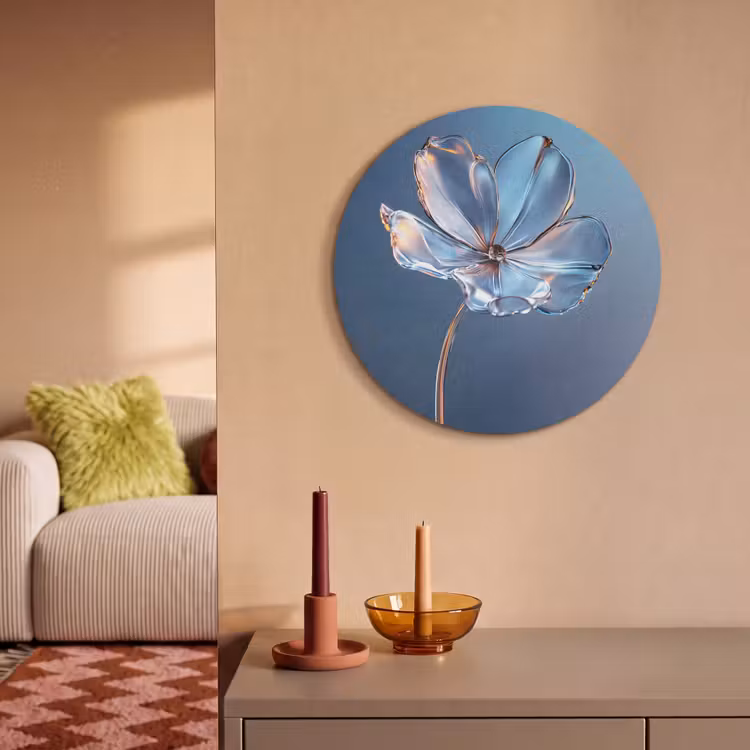 Akoestisch schilderij rond - Blauw - Bloem - Glazen - Sierlijk — 3