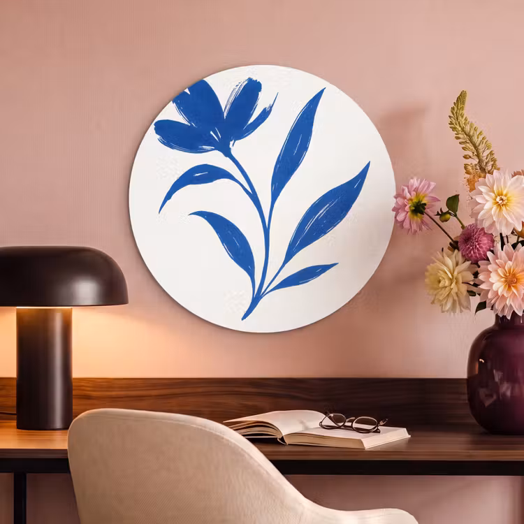 Akoestisch schilderij rond - Bloem - Blaadjes - Minimalistisch - Blauw — 2
