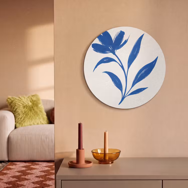 Akoestisch schilderij rond - Bloem - Blaadjes - Minimalistisch - Blauw — 3