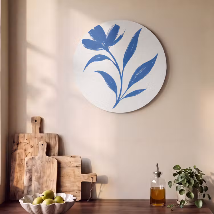 Akoestisch schilderij rond - Bloem - Blaadjes - Minimalistisch - Blauw — 4