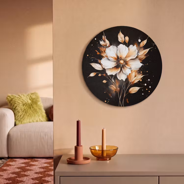 Akoestisch schilderij rond - Bloem - Verf - Goud - Graffiti - Modern — 3