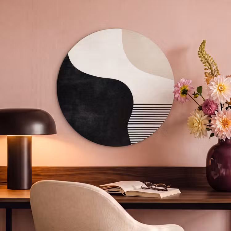 Akoestisch schilderij rond - Abstract - Japandi - Beige - Modern — 2