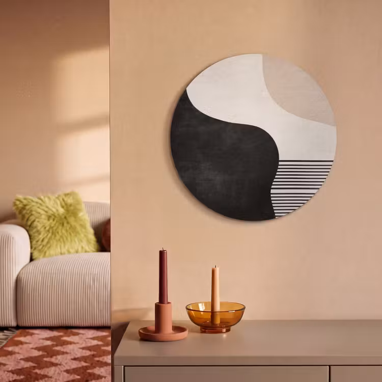 Akoestisch schilderij rond - Abstract - Japandi - Beige - Modern — 3