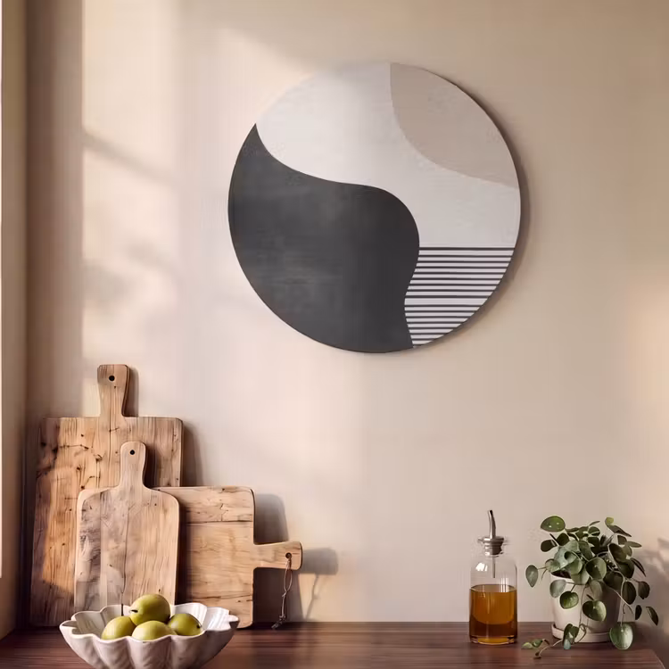 Akoestisch schilderij rond - Abstract - Japandi - Beige - Modern — 4