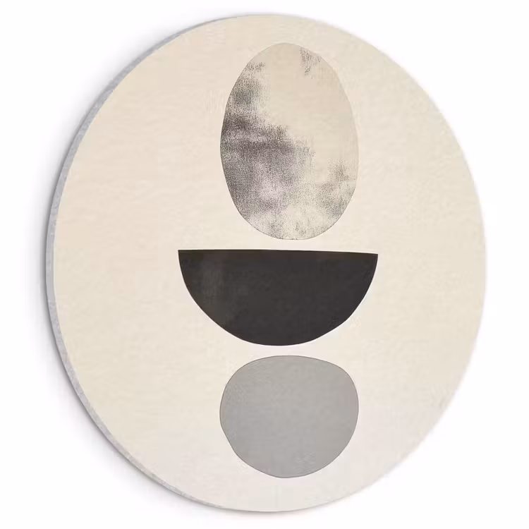 Akoestisch schilderij rond - Beige - Japandi - Wabi sabi — 1