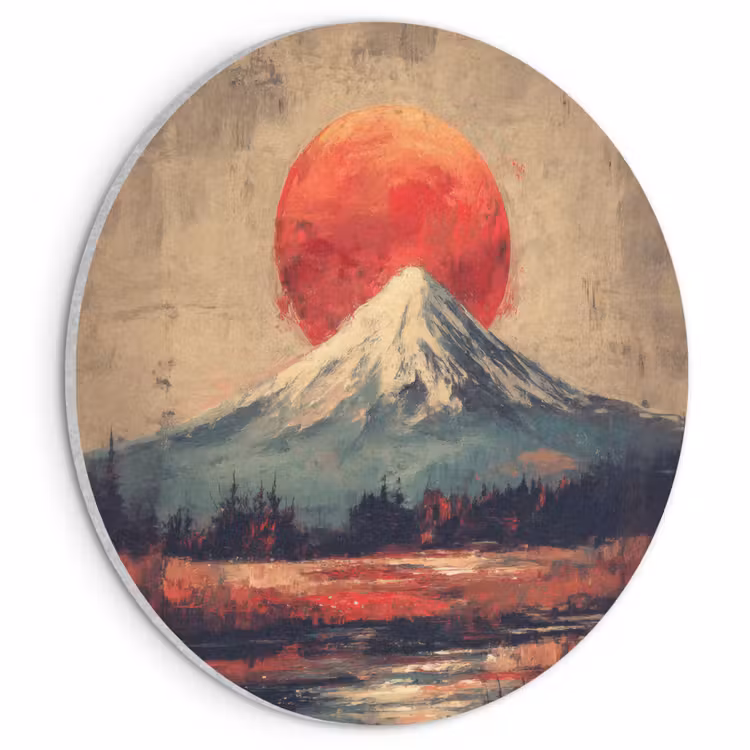 Akoestisch schilderij rond - Bergtop - Sneeuw - Zon — 1