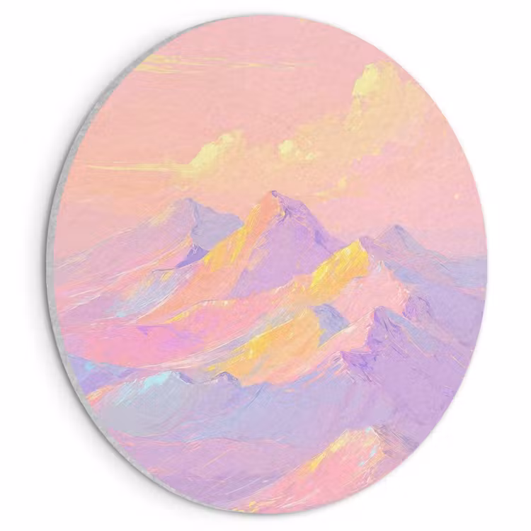 Akoestisch schilderij rond - Bergtoppen - Wolken - Dromerig — 1