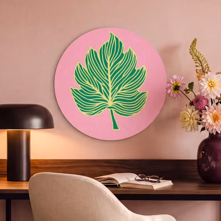 Akoestisch schilderij rond - Blad - Groen - Illustratie - Minimalistisch — 2
