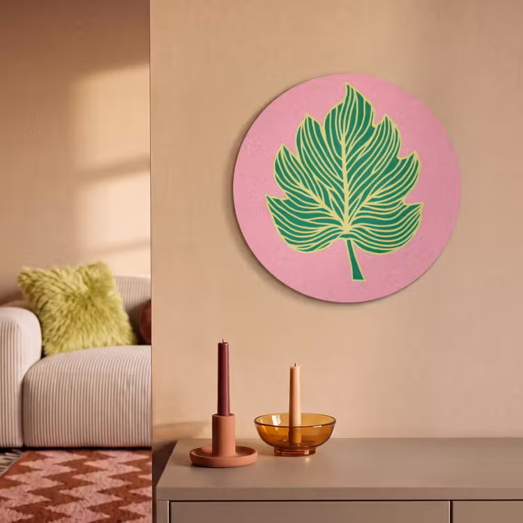 Akoestisch schilderij rond - Blad - Groen - Illustratie - Minimalistisch — 3