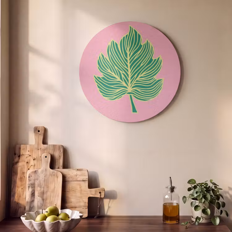 Akoestisch schilderij rond - Blad - Groen - Illustratie - Minimalistisch — 4