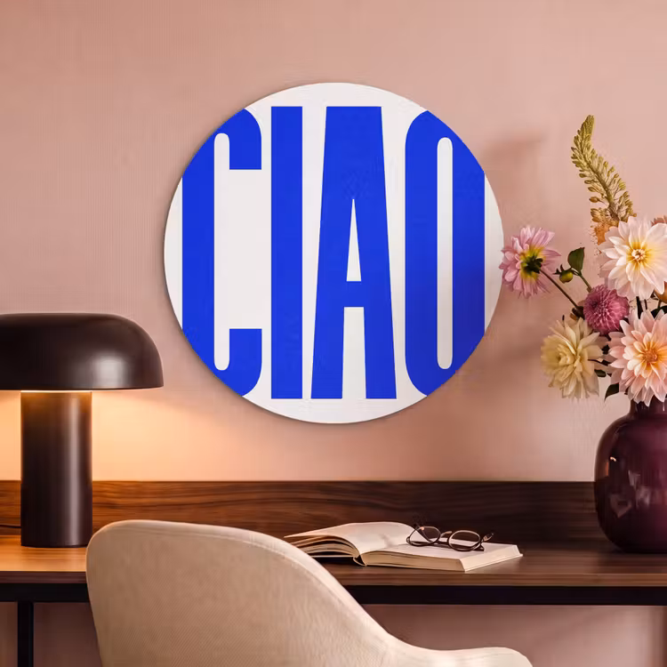 Akoestisch schilderij rond - Ciao - Hoofdletters - Blauw - Minimalistisch — 2