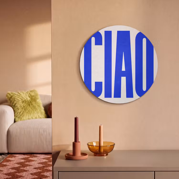 Akoestisch schilderij rond - Ciao - Hoofdletters - Blauw - Minimalistisch — 3