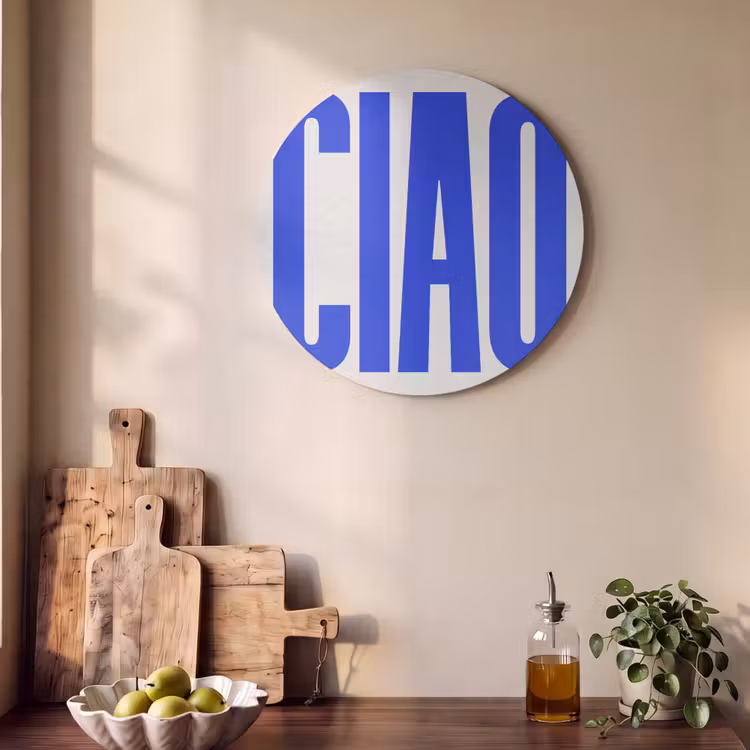 Akoestisch schilderij rond - Ciao - Hoofdletters - Blauw - Minimalistisch — 4