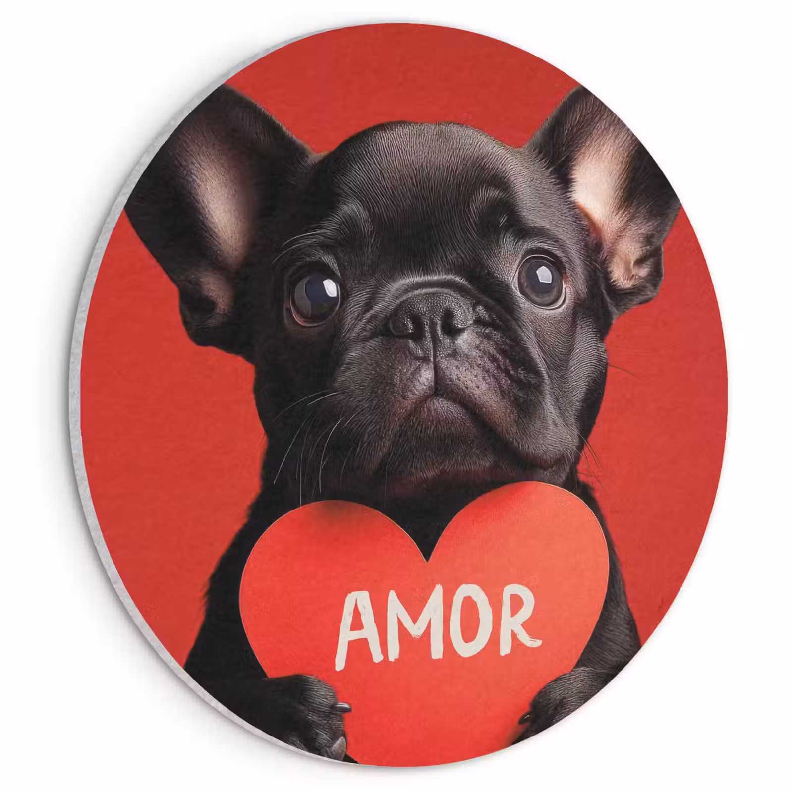 Akoestisch schilderij rond - Amor - Hond - Hartje - Rood — 1