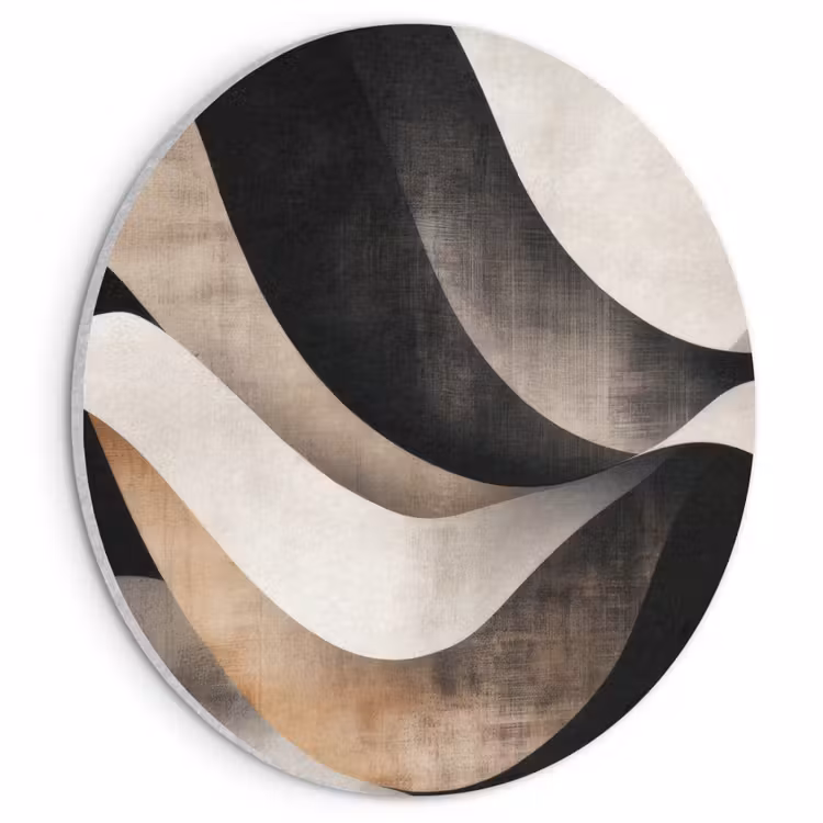 Akoestisch schilderij rond - Abstract - Golven - Zwart - Verweerd — 1