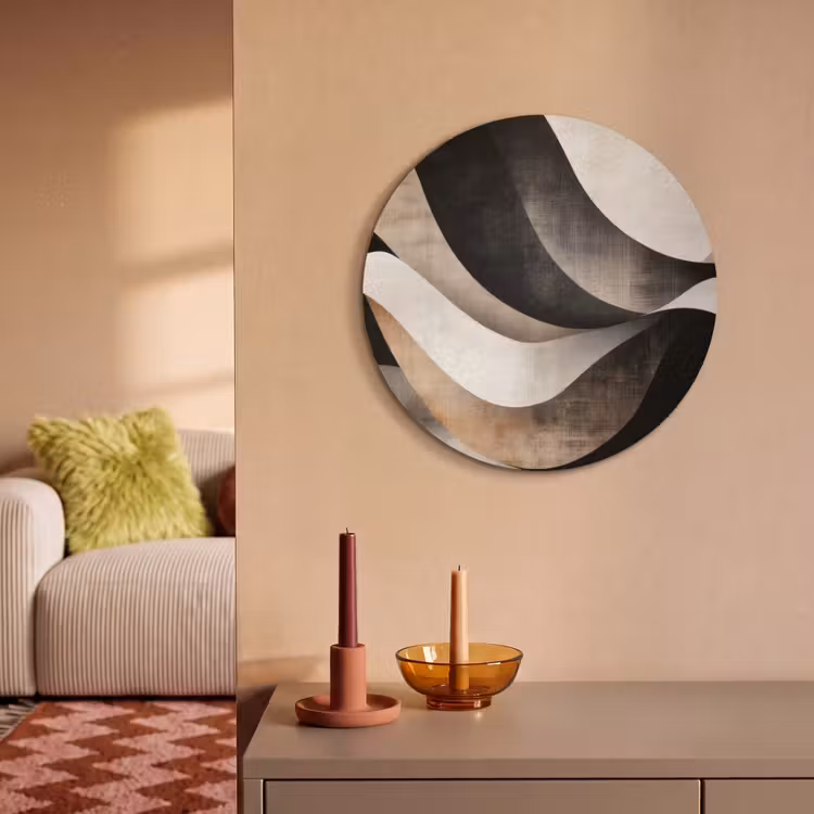 Akoestisch schilderij rond - Abstract - Golven - Zwart - Verweerd — 3