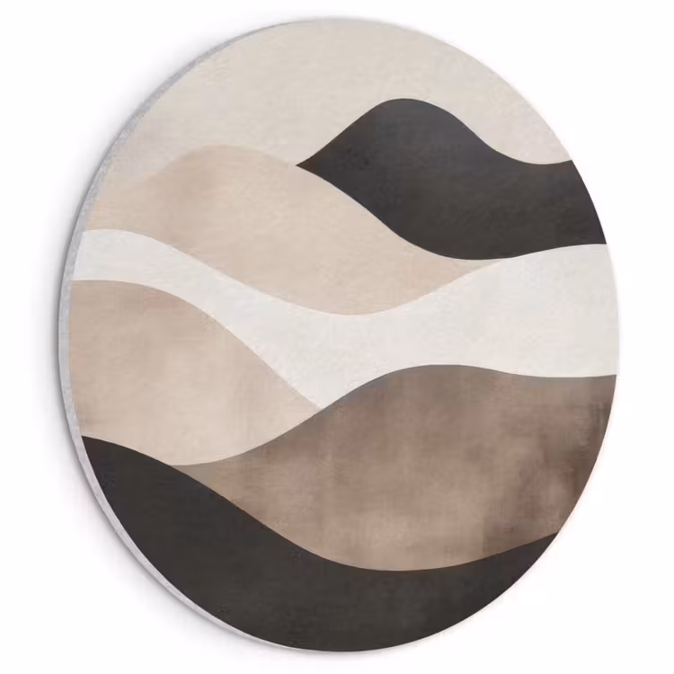 Akoestisch schilderij rond - Abstract - Landschap - Golven - Crèmekleur — 1