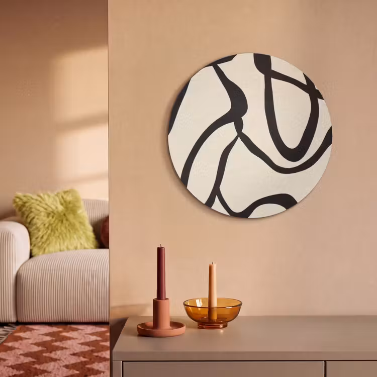 Akoestisch schilderij rond - Abstract - Lijnen - Modern - Beige — 3