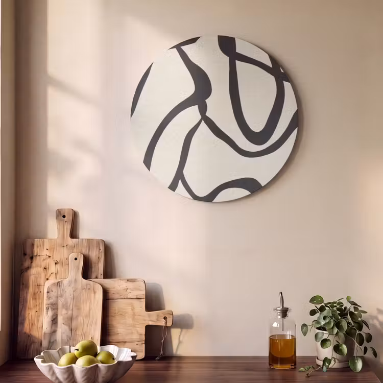 Akoestisch schilderij rond - Abstract - Lijnen - Modern - Beige — 4